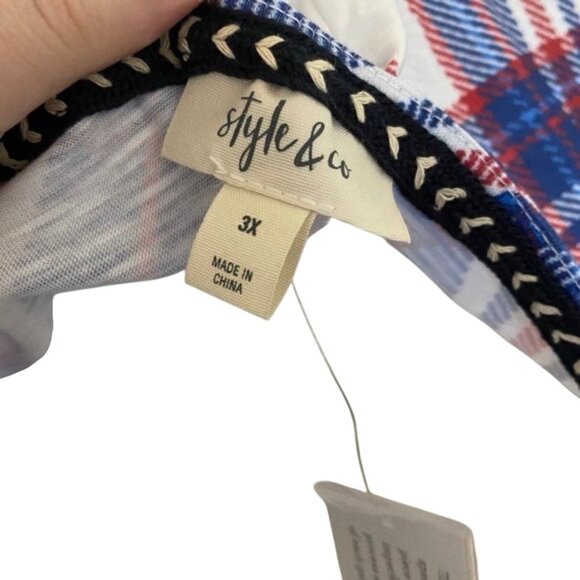 Style & Co Women's Size 3X Boho Plaid Knot Front Top New - Picture 5 of 9